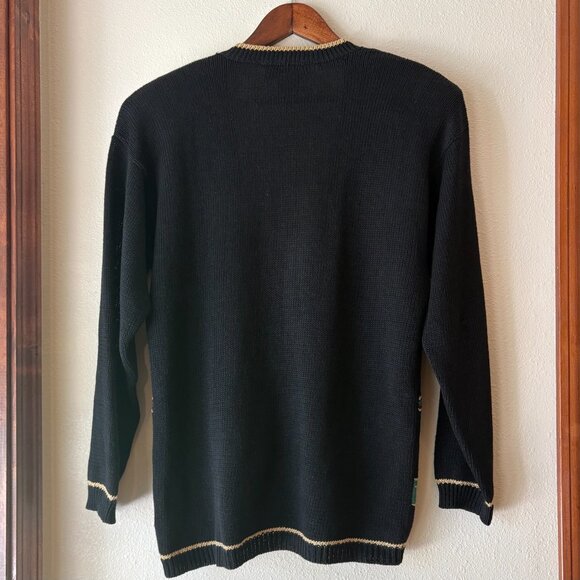 VTG 80s Norton McNaughton Ugly Christmas Cardigan Sweater Plaid Bows Wreaths L - Picture 4 of 9